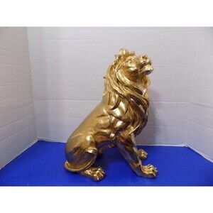 NEW Majestic Lion King Statue Figurine Wild Animal Gold Cat Leo